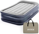 Intex 64131ED Dura-Beam Plus Deluxe Pillow: Fiber-Tech – Twin Size – Built-in Electric Pump – 16.5in Bed Height – 300lb Weight Capacity
