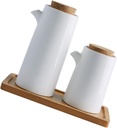 Garneck Set of 4 Sauce Dispensers Ceramic Storage Bottles Kitchen Sauce Jars Condiment Containers (oil Bottle White)