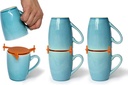 ELYPRO Mug Stacker 6-Pack – Coffee Mug Rack & Mug Organizer | Stackable Cup Holder for Coffee Bar & Kitchen, Under Cabinet Mug Holder – Space-Saving Mug Storage for Cabinets – Orange