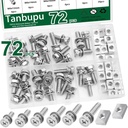 72PCS Motorcycle Battery Terminal Bolts and Nuts Assortment Kit M6*10/12/14/16/18/20mm 304 Stainless Steel Battery Terminal Bolt Screws with Square Nuts for ATV Bike, Motorcycle, Scooter