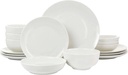 Elama Camellia 16 Piece Porcelain Double Bowl Dinnerware Set