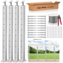 One-Stop Cable Railing Post Kits, 4Pack Brushed Finish Level Drilled Line Post 36", Adjustable Top Cable Railing System Including 4 Railing Posts, 160ft Cable, 10 Set Terminal, 80 Cable Sleeves