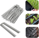 24 Pack Sturdy Garden Landscape Staples, 6 Inch Galvanized Steel Sod Pins Anti-Rust Stakes for Weed Barrier, Christmas Decorations and Landscaping Fabric.