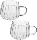 2pcs Glass Mugs Handle Beverage Cups for Coffee Tea and Soup Multi-function Drinkware