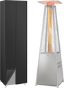 Hykolity 48000 BTU Pyramid Patio Heater, Outdoor Propane Heaters with Wheels and Cover, Glass Tube Propane Patio Heater for Backyard, Garden, Porch and Pool, Silver Grey