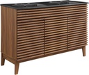 Modway Render 48" Double Bathroom Vanity in Walnut Black