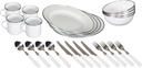Stansport Deluxe 24-Piece Enamel Tableware Set - Enamel Plates and Bowls Lightweight and Durable Camp Dish Set for Camping and Backpacking Plates and Bowls for 4 People