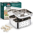 PANCA 无污钢板制造者 Mould大尺寸, 与Lid 的 Paneer出版社, Tofu Press Mould Maker, Whey Septerator (Square, 550ml容量)