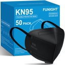 Funnight KN95 面罩 50 Pack 5-Ply 可呼吸过滤器 面罩黑色