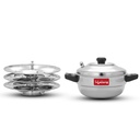 终生 Idli 烹饪器 3 Plate 12 idlis 12 无污钢 Idli 烹饪器 上岗和气体 Stove 兼容 Idli 制造器(LLIDCKR03,钢银)