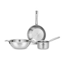 终身三件三件烹饪器皿 QQ Kadai, Frypan & Saucepan 烹饪 QQ 无污钢 22 cm Kadai & Fry Pan 22 cm 14 cm Sauce Pan QQ 入门底和气体炉灶器皿(LLTP3PCS)