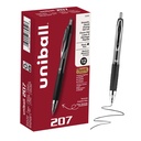 uniballTM 207 Gel Pens, 黑墨, 0. 7mm 中点, 可折叠, 12 个计数
