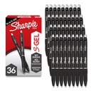 Sharpie S-Gel Pens,中点(0.7mm),黑Gel墨水,36 Counter - 写作,笔记,办公室用品,没有Smile,没有Bleed