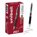 uniballTM 207 Gel Pens, 黑色墨水, 0.5毫米微点, 可折叠, 12个计数