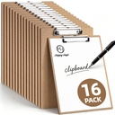 HappyHapi 16 Pack剪贴板, 8.5x11 剪贴板, Wooden剪贴板