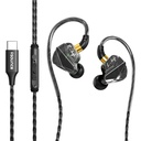 Sunge BassEngine Type-C in Ear Wired Earphones 14.2mm 动态驱动 HD Mic Ergonomic Earbuds Anti Tangle TPE 线性音乐调用控制深贝斯清音,供日常使用 ProSeries(黑色)