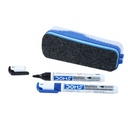 DOMS 精细磁白板 Duster 标记器集 QQ 易于擦拭 QQ 可填充的白板标记器 Good Grip QQ 集 2 标记器和 1 Duster QQ 蓝黑墨水,包 1