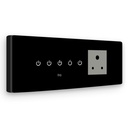 IOTICS Smart Wifi 开关板:4 x Switch & 1 Smart Plug 模块. 触控 遥控 应用控制 配有Alexa & 助手的语音控制. 家庭自动化智能触摸开关板(黑色)