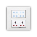 Smarteefi Touch 8 Port Modular WiFi Smart Switch Board, 6 Smart Switch, 2 Smart Plug, 与 Alexa & Home 兼容, 白色(Size: 8M-Square (154mmx160mmx40mm)).