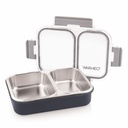 WARMEO BENTO 微波安全无污钢午餐盒,装有2个隔间,bpa Free,为办公室,学校,旅行,750ml-Grey提供精品
