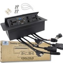 COOLCOLD 10 模块,液压8电缆 Cubby Metal, Conference Table Connective Solutions, Flip-Top隐藏桌面模块 弹出箱,带有 HDMI, VGA, 音频, LAN, Power & USB Port (Black) -1 Yr 保证