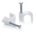 Hi-PLASST (7mm, Pack of 100) 带金属钉的电缆剪辑器 - 重功率电线 Fasteners, Cord Organizations, 圆形电缆剪辑器用于墙 Mounded电缆管理, 挂线, 家用和办公室使用