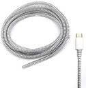 螺旋电缆保护器 1.5 Meter - 充电和数据电缆保护带, Cord Saver Cover for Earphone Wire - 耐用PVC, Silver (第3组)