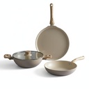 终身3 Piect Forged Cookware Set with Community Lid QX2.2L Kadhai with Lid 24cm Crami Comated QX1.4L Fry Pan 24cm 1.2L Tawa 26cm 介绍和气体兼容 QX非旋转的手提箱 Kadhai 与 Lid 24cm Cramic Comated QQQ1.4L Fry Pan 24cm 1.2L Tawa 26cm 介绍和气体兼容 QX非悬浮的涂装
