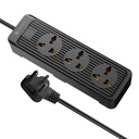 Portronics Power Plate 21 扩展板,配有3个通用索克特,1.5米长的科德,1440瓦,防火材料,家用电器的多插件(6安普,黑色)