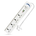 Frontech 4-Way Power Extension Socket, 2000W 重功率电源脱落,带有LED指标的单个开关,通用Sockets,3M 铜电缆,消防救生车,1年保证金(FT-3565)