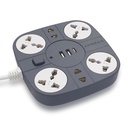 ADDMAX 配属USB的扩展板 → 6 Power Sockets, 2 USB Ports + 1 型C Ports → 10 Meter High Card → 10A 220V 多插管扩展 Cord → 家用防火电网 办公室和笔记本电脑 – Grey