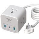 Wayona 电网立方体,配有 3 个通用 Sockets PD USB C 20W 和 USB A 多插件扩展板