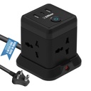 EMBOX 立方体扩展板 5 Meter 电缆(QC 3.0) | 2500W 使用 USB C 型通用袜子和 Master Switch 的重任扩展板 – 压缩扩展 Cord 安全关机和超载保护器