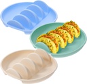3PCS Silicone Taco Holder Plates, 10.43" Colorful Non-Slip Taco Stand Rack Serving Tray with Dividers for Soft Hard Tacos Baking, Dishwasher Microwave Oven Safe