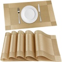 P-Plus International Placemats 6 Dining Table Mats QQ Placemats Table Mat PVC 材料 非滑热阻力 QQ 餐具可洗反滑雪 QX 尺寸 45×30cm(金)Vinyl