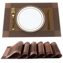 P-Plus International Placemats 厨房餐桌的 Place Mats,热-resistant Stain Anti-Skid 可清洗PVC 餐桌 Mats,Vinyl 晚餐 Mats(棕色,6包)
