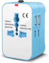 rts 高速旅行基本要求 双联 USB 通用旅行适配器 国际全联 USA EU UK AUS 手机智能手机(蓝色)
