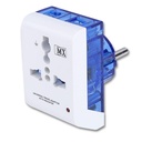 MX 2- Pin 德语 Schuko Plug 通用适配器 多连接器 — 3 Way, 印度至欧洲(舒科) 插件 — E/F类型 — 1中3 — 适合笔记本电脑、相机充电器和更多带有LED 指示器