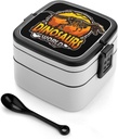 Dinosaurs World Emblem Portable Bento Box with Handle 2 Compartment Leak-Proof Stackable Lunch Box for Work Picnic Camping
