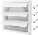 Blutoget 6" Louvered exhaust Vent Cover 8" x 8" Oversize dryer outlet cover for Exterior Wall Vent Hood Outlet Airflow - 6 Inch Vent Cover Exterior with 4 Vent Screen Screw (White)