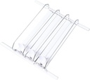 38cm Adjustable Drink Organizer for Fridge - Automatic Pusher Glide for 12oz, 16oz, 20oz Cans and Bottles, Robust E - Shaped Design (White)