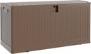 73 gal Brown Resin Deck Box, Outdoor Storage Box Waterproof Lockable, Patio Deck Box For Package Delivery, Outside Storage Box Container for Furniture Cushions, Garden Tools, Pool Accessories