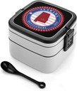 Alabama State Logo Portable Bento Box with Handle 2 Compartment Leak-Proof Stackable Lunch Box for Work Picnic Camping