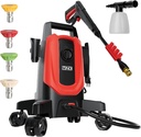 MZK Electric Pressure Washer,2600 Max PSI with Anti-Tipping Technology,4 Quick-Connect Nozzles,Foam Cannon for Easy Replacement,High-Pressure Cleaning of Cars,Fences ET2501