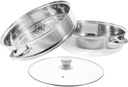 Thickened Stainless Steel Multi Functional Steamer Pot with Scalding Handles Capacity Cooking Steaming Pot for Kitchen and Restaurant Use Compatible with Induction and Gas Stoves