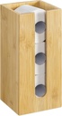 Navaris Bamboo Toilet Paper Storage - Narrow Free Standing Toilet Paper Holder Tower Organizer for Bathroom Restroom - Storage for 3 Toilet Rolls