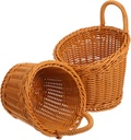 2pcs Elegant Wall Hanging Basket Woven Onions Garlic Ginger Organizer Space-saving Kitchen Storage Holder Decorative Baskets