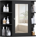 TEENFON Medicine Cabinet Mirror with Door & Adjustable Shelves, Bathroom Medicine Cabinet with Mirror, Medicine Cabinets for Bathroom, Black