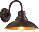 GOLDHILL Oil Rubbed Bronze Bathroom Vanity Light, Gooseneck Outdoor Barn Light with E26 Based Socket, Waterproof Round Outside Lights for House Garage Bathroom