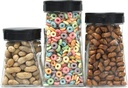 Set of 3 Sobek Glass Wide Mouth Dishwasher Safe Storage Jars Kitchen Canisters for Sugar, Cookies, Cotton Balls, Glass Containers With Black Lids